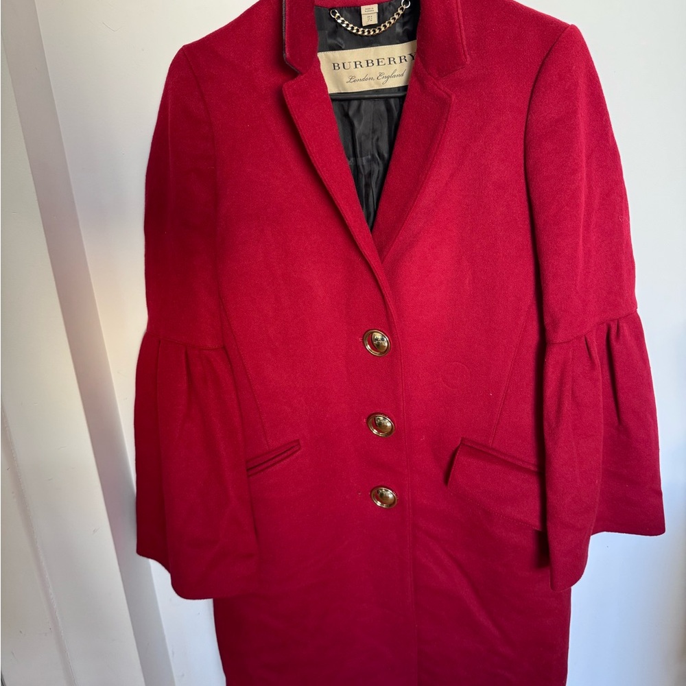 Burberry samborne virgin wool and cashmere bell sleeve coat